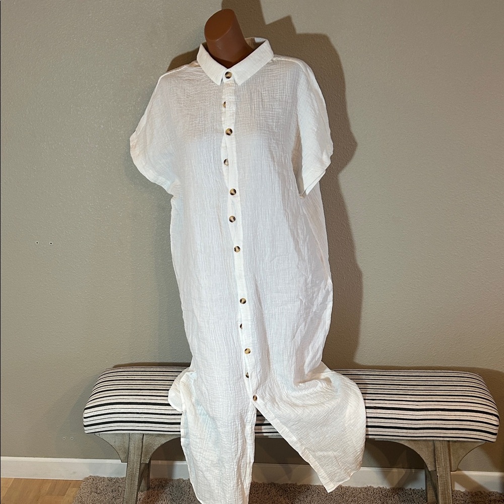 White Button-Down Shirt Dress